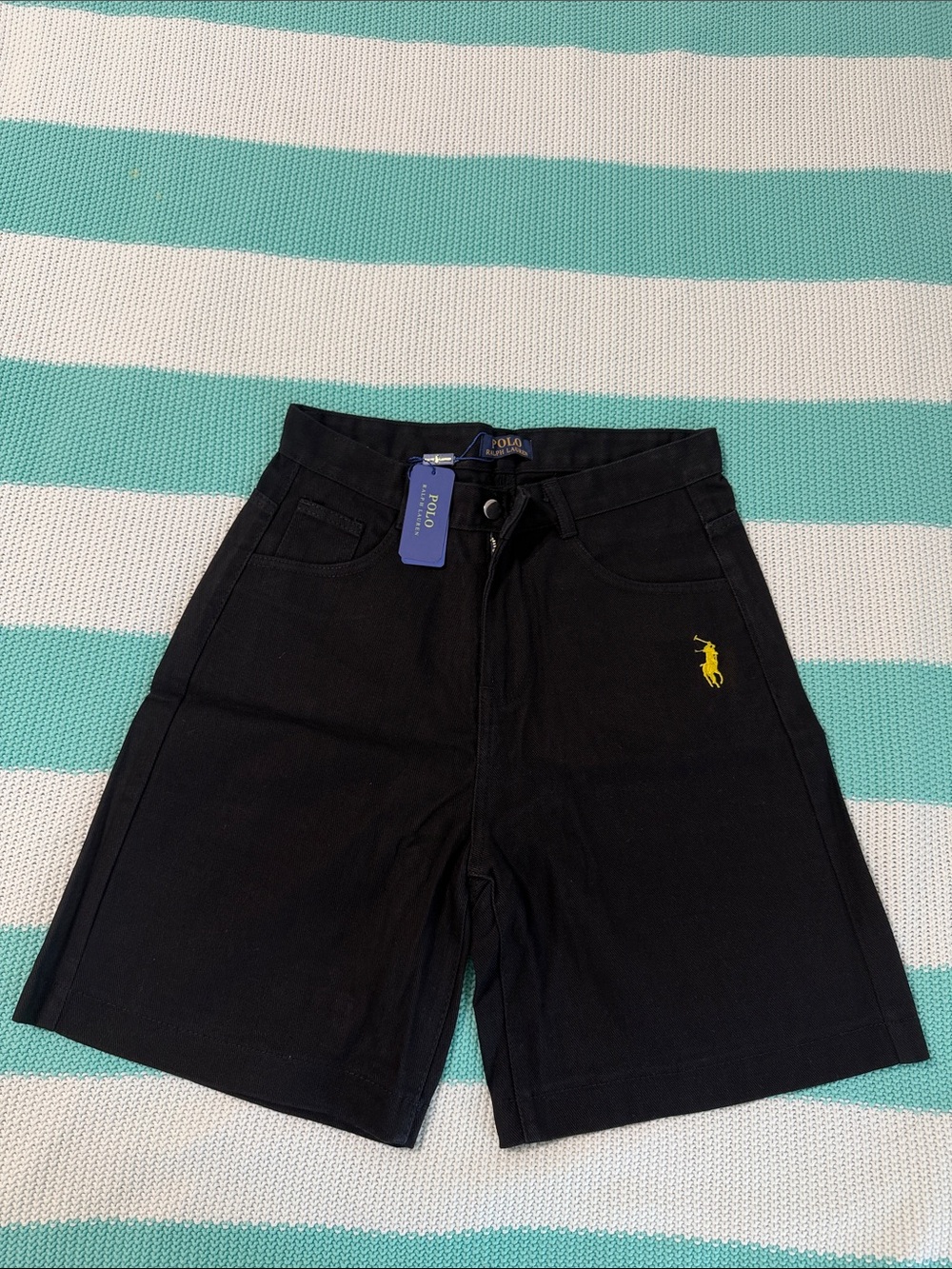Polo by Ralph Lauren Black Women's Cargo Shorts with Yellow Pony
